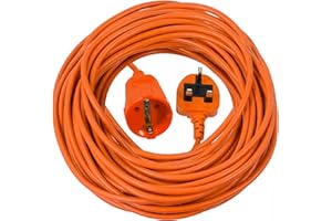 SPARES2GO 20m Extra Long Power Cable UK 3 Pin Plug for Qualcast Lawnmower Trimmer Strimmer