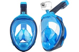 Aischens Masque de Plongée Intégral Unisex Adultes, Masque Snorkeling avec Champ de Vision de 180°, Anti-Buée & Anti-Fuite, Masque de Plongée en Apnée à Plein Visage avec Support pour Caméra