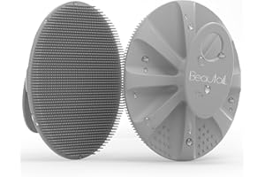 BEAUTAIL Brosse pour le corps en silicone, Pour la douche et le bain, Poils doux, Gommage doux, Pour Femme Homme Bébé Peau Sensible, Facile à tenir, Faire bien mousser, 1 pièces, Gris