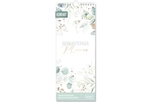 ‎HÄFFT Häfft® Birthday Planner, Wall Calendar, "Gold Leaf", 12 x 30 cm, Undated Birthday Calendar, Wall Planner Year-Independent - Sustainable and Climate Friendly