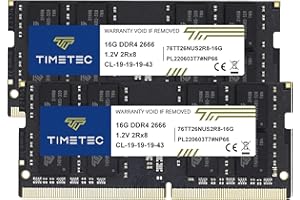Timetec 32GB KIT(2x16GB) DDR4 2666 MHz (DDR4-2666) PC4-21300 (PC4-2666V) Non-ECC Ungepuffert 1,2 V CL19 2Rx8 Dual Rank 260 Pin SODIMM Laptop Notebook PC Computer Arbeitsspeicher RAM Modul Upgrade