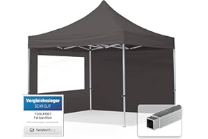 TOOLPORT Faltpavillon Faltzelt Pavillon 3x3m - 2 Seitenteile Aluminium 32mm Partyzelt 700N grau