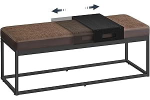 SONGMICS HOME Luiz Colección - Banco de Cama, Parte Superior Reversible, Banco Zapatero, Estante Pequeño Extraíble, Carga de 300 kg, para Dormitorio, Salón, Entrada, Marrón Nogal LOM081K01V1