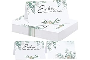 Wentsent Tischkarten 50 Stück | Platzkarten Hochzeit Eukalyptus Vintage Namenskarten | Grün Eucalyptus Tischkärtchen | Schön Dass Du Da Bist für Geburtstag Konfirmation Taufe Kommunion Tischdeko