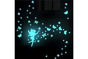 CYCLYTE Stickers Phosphorescent Fée et Étoiles, Stickers Chambre pour Enfant, Fluorescents Lumineux Plafond, Décoration pour Chambre Bébé Miroir Fairy-Blue