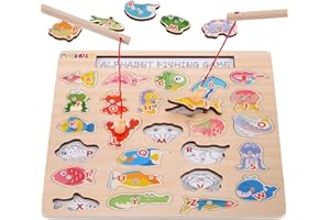 NASHRIO Fishing Toys for Toddlers - Fine Motor Skills Toys for 3 Year Old C Fishing Game Puzzle with Numbers and Letters Fun and Interactive Fishing (large)