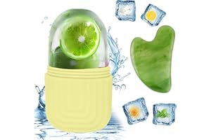 ‎SCETTAR Scettar Ice Roller Gesicht, Wiederverwendbares Silikon Gesichtsroller Mit Jawline Stone, Gesichtsmassag Roller Zur Straffung Der Haut, Verkleinerung Der Poren Und Reduzierung Von Falten (Grün)