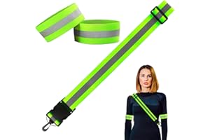 MXYVRIX Cinturón Reflectante para Correr, Cinturón de Alta Visibilidad, Adecuado para la Noche Senderismo, Caminar, Ciclismo, Banda Reflectante para Muñeca Corporal (3 Piezas)