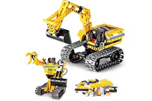 OKKIDY Building Toys Sets Excavators Robot 2-in-1, Technic Building Blocks, 342 PCS STEM Building Blocks Crane Toy Crawler Excavator & Robot Gift for Children 6 7 8 9 10 Years Old