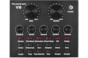 Btuty Externe Audio-Mixing-Soundkarte USB-Audio-Schnittstelle mit mehreren Soundeffekten, eingebauter wiederaufladbarer Akku