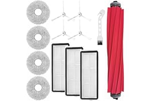 KIIMSIN KimSin accessori per Roborock QRevo Maxv, Qrevo S, QRevo Pro aspirapolvere robot parti di ricambio, spazzole principale + 4 Panni + 4 spazzole Laterali + 3 Filtro + spazzola