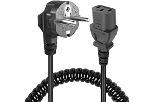 GELRHONR Kabel zasilający ECE 7/7 do C13, spiralny kabel zasilający ekranu PC, 3-pinowy kabel zasilający AC przemysłowy kabel spiralny do PC, skaner (prosty C13)