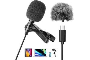 GOERPN USB C Lavalier Microphone Type C Clip-on Lapel Omnidirectional Condenser Mic with Microphone for iPad Samsung S23/S22/S21/S20 /S8/S7/S6 for iPhone Series Streaming Recording Interview Podcast Voice