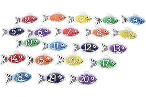 TickiT 57011 Rainbow Gel Number Fish - Pack of 21 (0-20). Sensory Fish Shapes