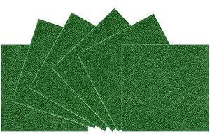 NHQZ 6 Pezzi Erba sintetica per esterno, Prato sintetico da esterno, Tappeto erba sintetica per esterno, Erba finta da esterno, Muschio finto per decorazioni, 15CM x 15CM