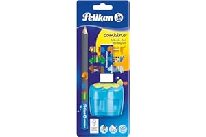 Pelikan Combino Set Scuola, Matita Triangolare Ergonomica in Grafite B, Gomma AL20, Temperino Doppio Foro (Rosa o Blu, nessuna selezione possibile), Prodotto in Germania