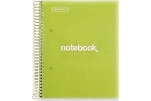 Miquelrius - Taccuino A5 Emozioni, 120 Fogli 90 g/m², Griglia 5 X 5 mm, 5 Strisce Colorate, Spirale Microperforata, Copertina Polipropilene, 2 Fori, Colore Verde Lime