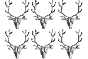 Harvey & Mason Set of 6 Stag Head Napkin Rings Silver Christmas Tableware Decoration Festive Xmas Party