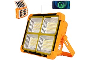 JINABLOSSY Proyector LED recargable 150W Lámpara portátil LED con panel solar 5 modos de iluminación IP65 impermeable 10000mAh luz USB Trabajo linterna para acampar, pesca, astillero, garaje, taller
