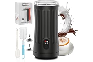 ‎OVETEDOT Ovetedot Milchaufschäumer, 4-in-1 Milchaufschäumer Elektrischer für Heißen und Kalten Milchschaum, Automatische Abschaltung Kaffee Aufschäumer für Latte, Macchiato, Cappuccino(Schwarz)