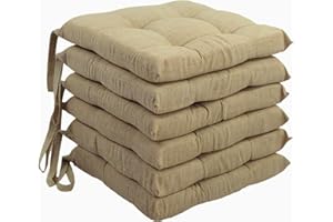 SPIGA LA TUA CASA CON STILE Cuscini Sedia Coprisedia, Set 6 Cuscini Sedia, Cuscini 4 Punti Imbottiti con Lacci (Beige)