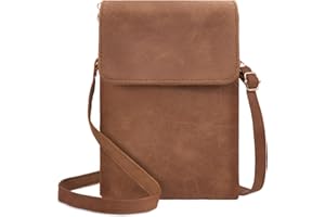 Toptime Handytasche zum Umhängen Damen, Wildleder Umhängetasche Klein mit Verstellbarem Schultergurt, Multifunktionale Crossbody Bag Vintage Braun Kleine Tasche Damen für Dating, Shopping, Reisen