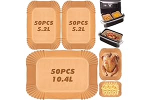 YADOBIG 150 Pièces Papier Cuisson Air Fryer Ninja 10.4L, Papier Sulfurisé pour Air Fryer Compatible avec Ninja Foodi Flex Air Fryer AF500EU, Contient 50pcs (10.4 L) et 100pcs (5.2 L)