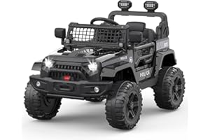 BALOVEBY 12V Elektroauto für Kinder, Kinder Elektroauto mit 2,4 Ghz Fernbedienung, Spring Suspension, LED Lights, Bluetooth, 2 Speeds, Kinderauto Elektrisch für Kinder 3-8 Jahre (Schwarz)