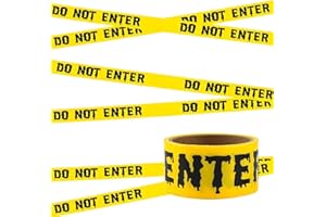 RAJTTS Halloween Caution Tape,Halloween Hazard Tape,Tape Warning Halloween,Yellow Hazard Warning Tape,Barrier Tape Yellow Caution Tape Roll for Workplace Danger Areas Halloween Decorations Party.25m * 4.8cm