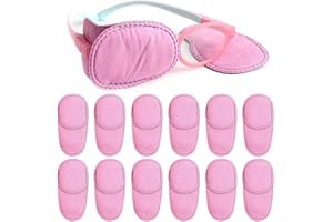 TADIPRI Augenklappen Brillen Wiederverwendbar Augenklappe zum Abdecken Linken Rechten Auges Kinder Erwachsene Faules Auge Amblyopie Strabismu (Rosa Mittel) Amblyopia Augenklappen Brillen Behandeln 12pcs