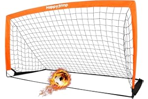 Happy Jump Football Goal Pop Up Football Net Post for Garden Training Festive Gift -6'x3'(Orange) -1 Pack