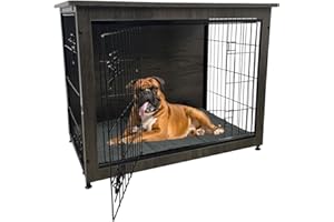 MaxxPet Cage pour Chien en Bois 98 x 65 x 68 cm - Banc pour Chien - Cage pour Chien pour la Maison - Niche pour Chien - Marron