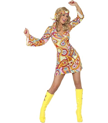 WIDMANN MILANO Set Hippie Années 60/70 – Bandeau + Jambières/Manchettes Flower Power, Reggae, Paix – Déguisement Peace & Love