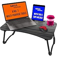 Gizga Essentials Multi-Purpose Portable & Foldable Wooden Desk for Bed Tray, Laptop Table, Study Table (Black)