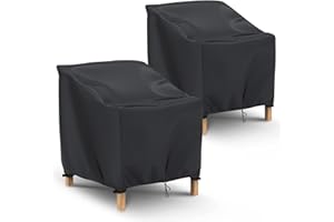 WIDESMILE 2 Pack Larger Garden Stacking Chair Cover Waterproof with Drawstring Reclining Outdoor Chair Cover Windproof Anti-UV 420D Oxford Patio Chair Storage Covers