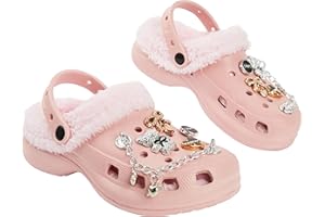 CityComfort Sabots Fille Ado, Chaussures Jardin Doublés Polaire avec Charms Amovibles, Chaussure Enfant avec Sangle, Cadeau Fille