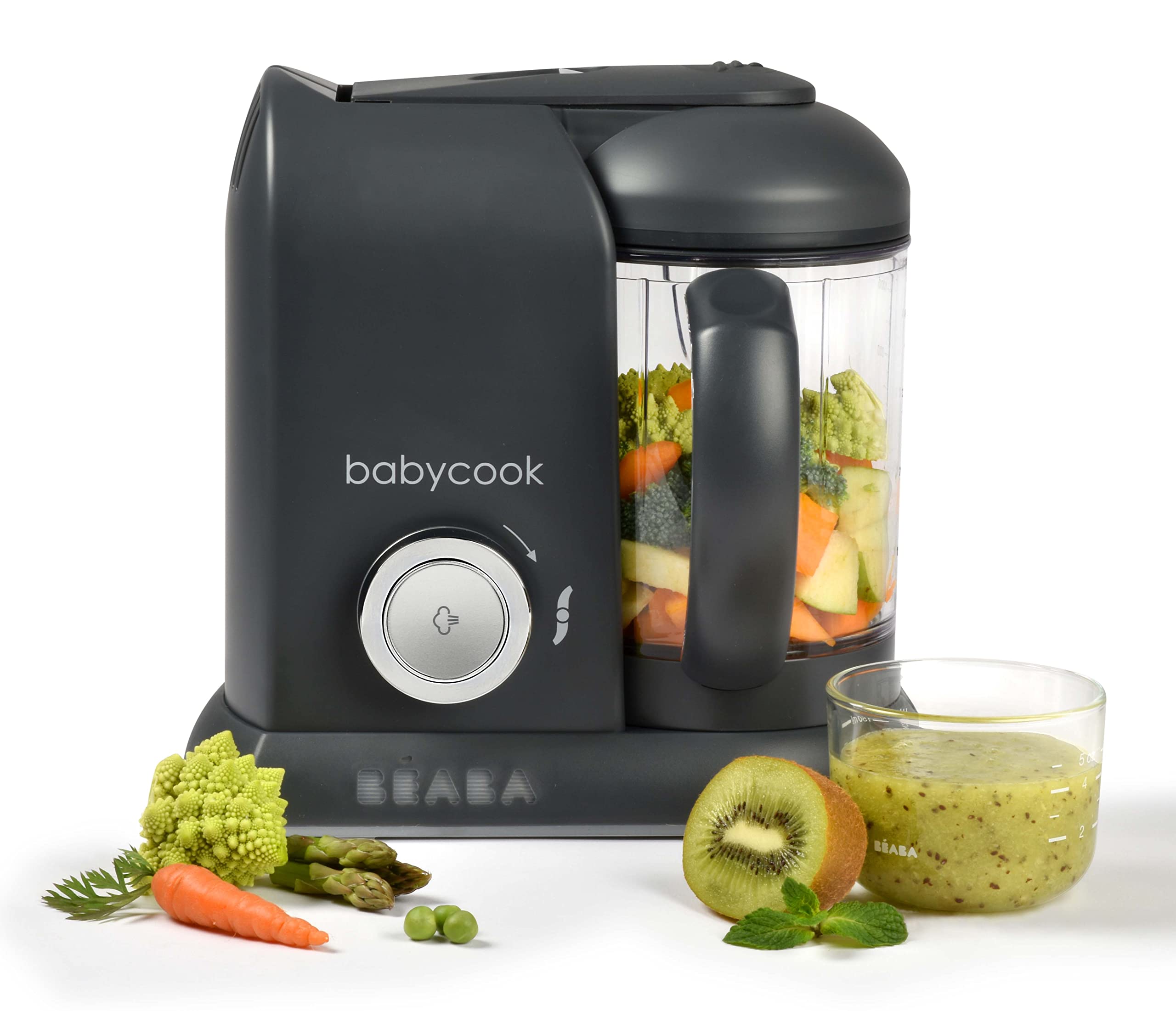 BÃ©aba Babycook Solo 4 In 1 Baby Food Maker, Baby Food Processor And Maker, Steam Cook And Blender, Baby Essentials, Dishwasher Safe, Dark Grey,400 Watts