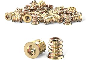 ORTAVA Dado a vite M8 x 15 mm, 20 inserti filettati legno M8, dadi filettati, inserti in legno esagonale zincati, per assortimento di mobili in legno