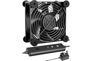 upHere gaming 120mm PC Fan, 120 x 38mm DC 12V Comtuper Cooling Fan, Dual Ball Bearing, AC Plug 220V 240V Speed Control 5 Adjustable for PC Cabinet Server Room Modems Cooling, D1K1