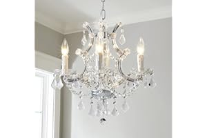 ‎SM SAINT MOSSI Saint Mossi 4 Heller Kristall Maria Therese Kronleuchter Lichtbefestigung,Moderner Kronleuchter für Schlafzimmer,Esszimmer,Wohnzimmer,H43cm x W45cm in mit verstellbarer Kette