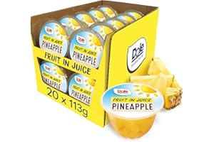 Dole Pineapple in Juice Fruit Pots 20 x 113g, Fresh Fruit Chunks, Healthy Snack, No Added Sugar Fruit Bowls, Perfect for Breakfast & Dessert or Adding to Recipes, Made with Real Pineapple