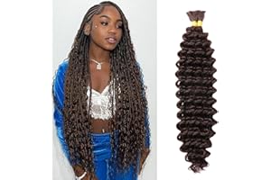 DYBEAUTYHAIR 18 Inch Boho Hair for Braiding Deep Wave Bulk Hair for Braiding Curly Braiding Hair Wet and Wavy Braiding Hair Deep Water Wave Braiding Hair Extensions (4#, 18 Inch(50g/Bundle x2))
