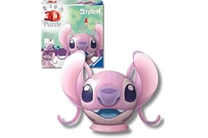 Ravensburger - Puzzle 3d Disney: Angel Con Le Orecchie | Puzzle 3d Bambini 6 Anni O Più | Regalo Stitch Bambina E Bambino 77 Pezzi | Giochi Bambini 6 Anni Con Le Orecchie
