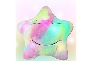 Ainiv Cojín de Peluche con Luz LED, Color Cojín Peluche, Estrellas Cojin Molon, Almohada con Luces Cojines Infantiles, Juguete Sensorial Twinkle Star para Regalos de Cumpleaños, Navidad