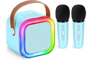 TANGANAN Karaoke Maschine für Kinder und Erwachsene, Mini Karaoke Mikrofon, kabellos, tragbarer Bluetooth-Lautsprecher mit Schwammüberzug, Geschenkspielzeug für Mädchen ab 4, 5, 6, 7, 8, 9, 10 (Blau)