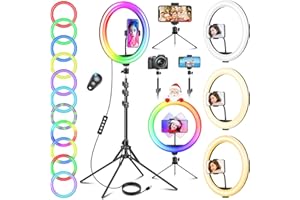 11.5'' Światło pierścieniowe ze stojakiem na statyw, uchwyt na telefon, GerTong LED Professional Selfie Circle Ringlight, podłogowa/biurko USB Halo Lampa z pilotem do makijażu YouTube