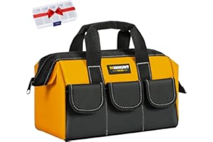 WINHUNT Kleine Werkzeugtasche, 31 x 17 x 22 cm, 1680D Polyester, 5 Taschen, Werkzeugaufbewahrung, Organizer, Ideal für Heimwerker und Handwerker, Gelb (12 Zoll)