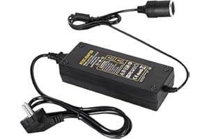 MONEMEY Spannungswandler 230v auf 12v, KFZ Netzadapter 10A 120W, Adapter Zigarettenanzünder Steckdose, Spannungswandler AC auf DC 230V auf 12V, Netzteil Adapter für Kühlbox, Kompressor, Autostaubsauger