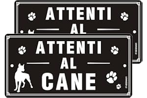 CHINYROZA Cartello Attenti al Cane Metallo Riflettente 30×15cm - Attenti al Cane Alluminio Simpatico 2 Pezzi