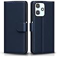 Pikkme Flip Cover Leather Finish | Inside TPU with Card Pockets | Wallet Stand and Shock Proof | Complete Protection Flip Case for Redmi 12 5G / Poco M6 Pro 5G(Blue)